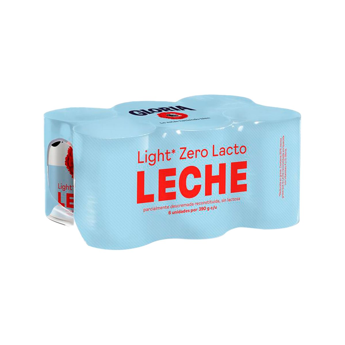 GLORIA - Leche Light Gloria Zero Lacto Sixpack Lata 390 g