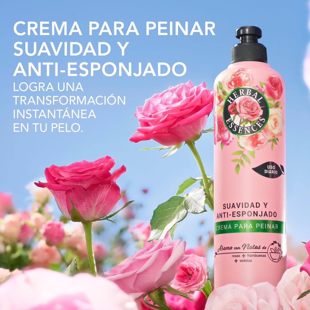 HERBAL ESSENCES - Crema para Peinar Herbal Essences Suavidad Rosa Mosqueta Envase 300 mL