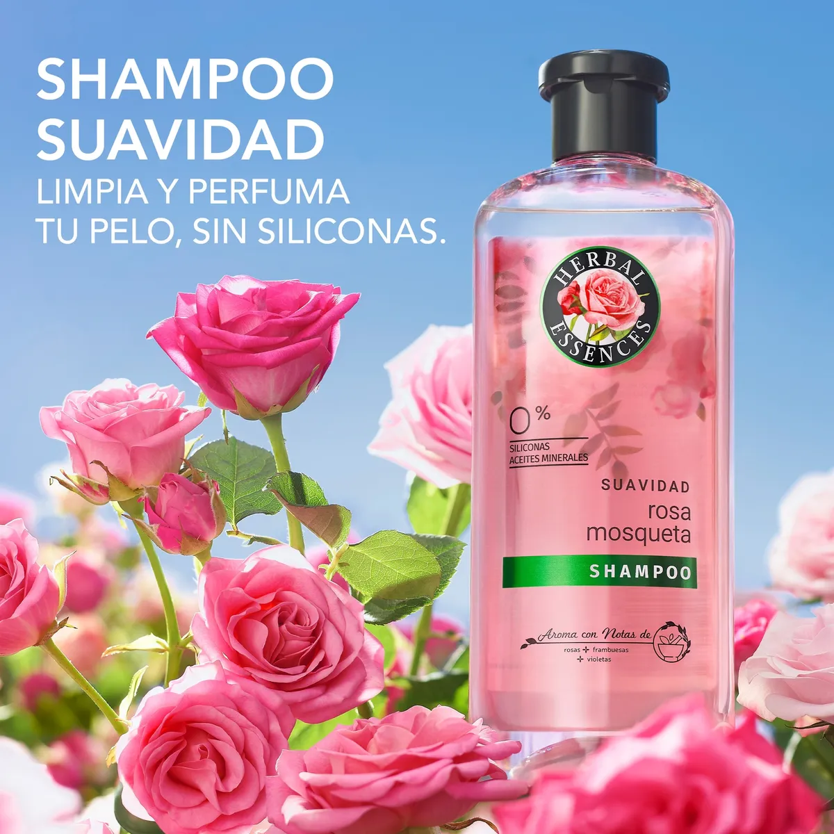 HERBAL ESSENCES - Shampoo Suavidad Rosa Mosqueta Herbal Essences Botella 240 mL