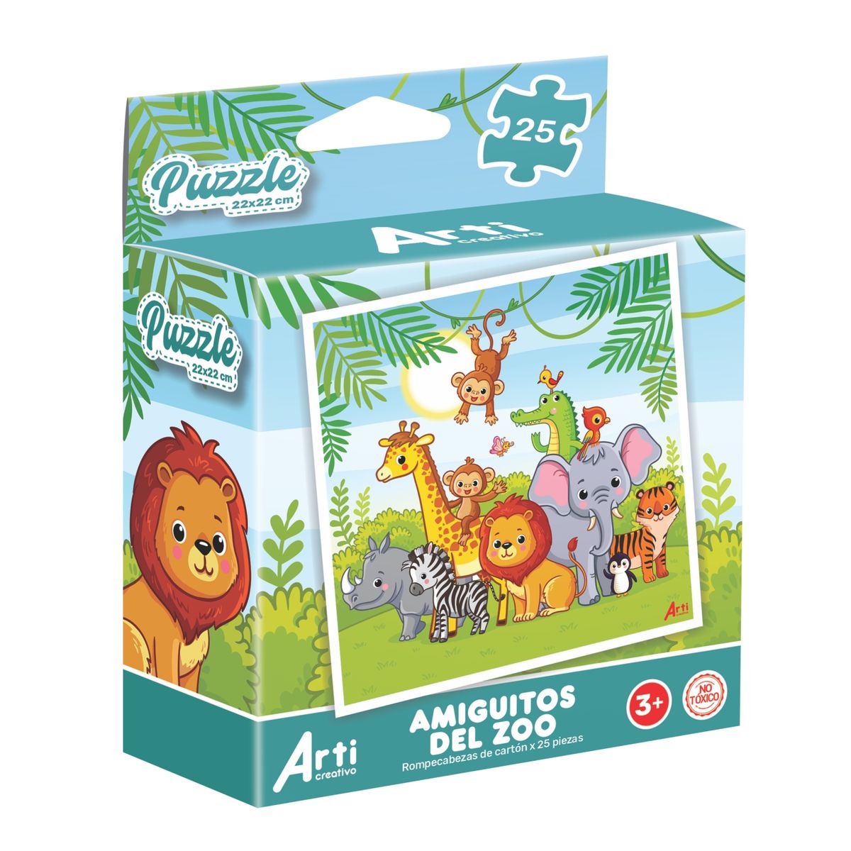 ARTI CREATIVO - Rompecabezas de Cartón Amigos del Zoológico 25 Piezas