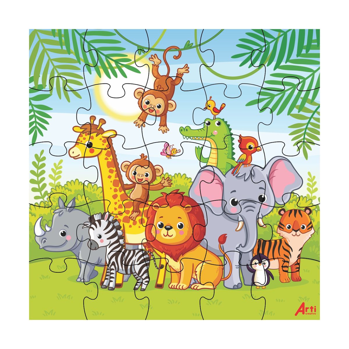 ARTI CREATIVO - Rompecabezas de Cartón Amigos del Zoológico 25 Piezas