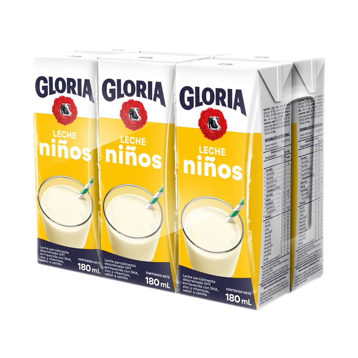 GLORIA - Leche UHT Gloria Vainilla Niños Sixpack Caja 180 mL
