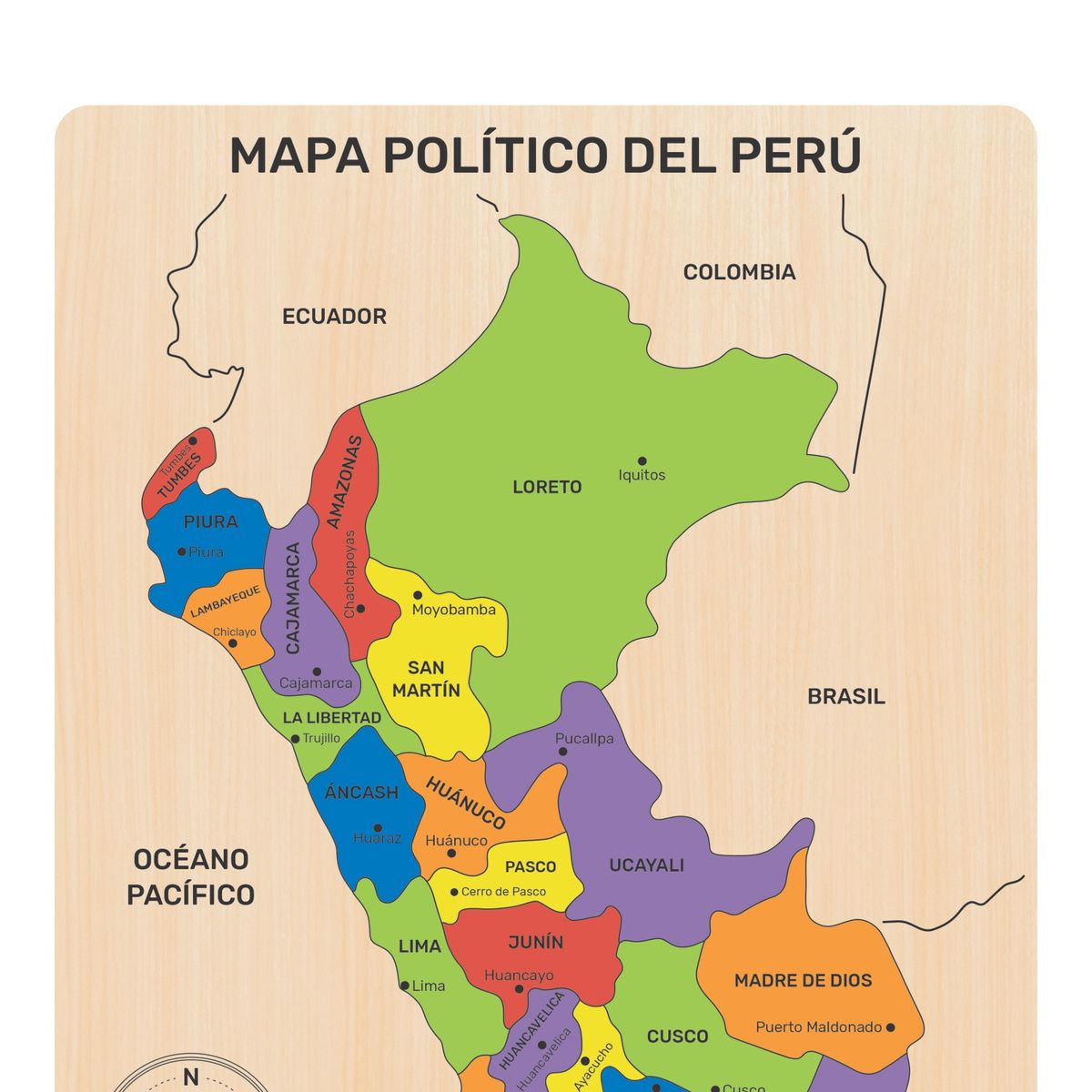  - Mapa del Perú Rompecabezas de Madera 26 Piezas