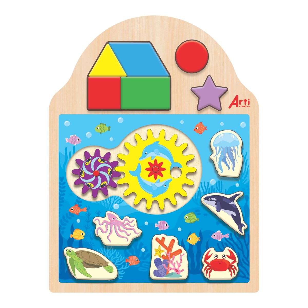  - Juego de Engranajes de Madera 14 Piezas