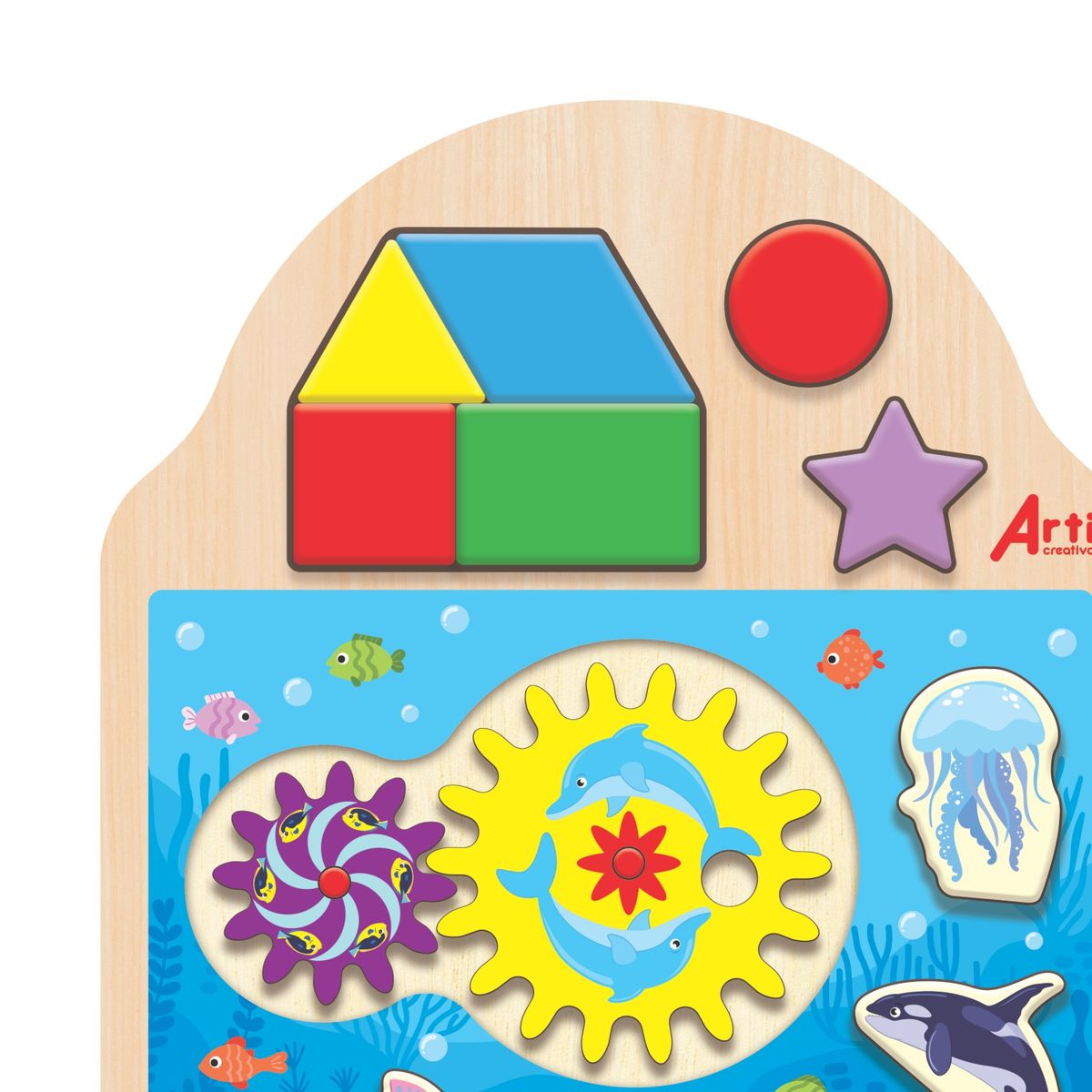  - Juego de Engranajes de Madera 14 Piezas