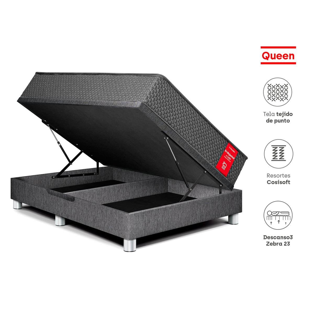 PARAISO - Dormitorio Boxet Blocks Su Majestad Queen Gris