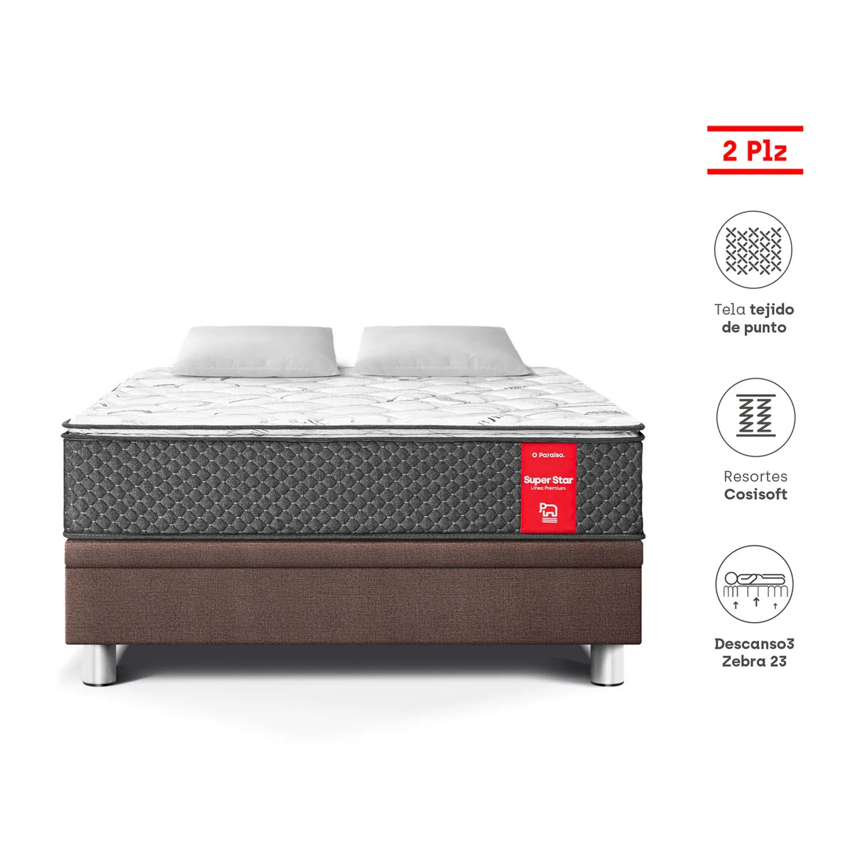 PARAISO - CAMA BOXET SUPER STAR 2 PLAZAS CHOC