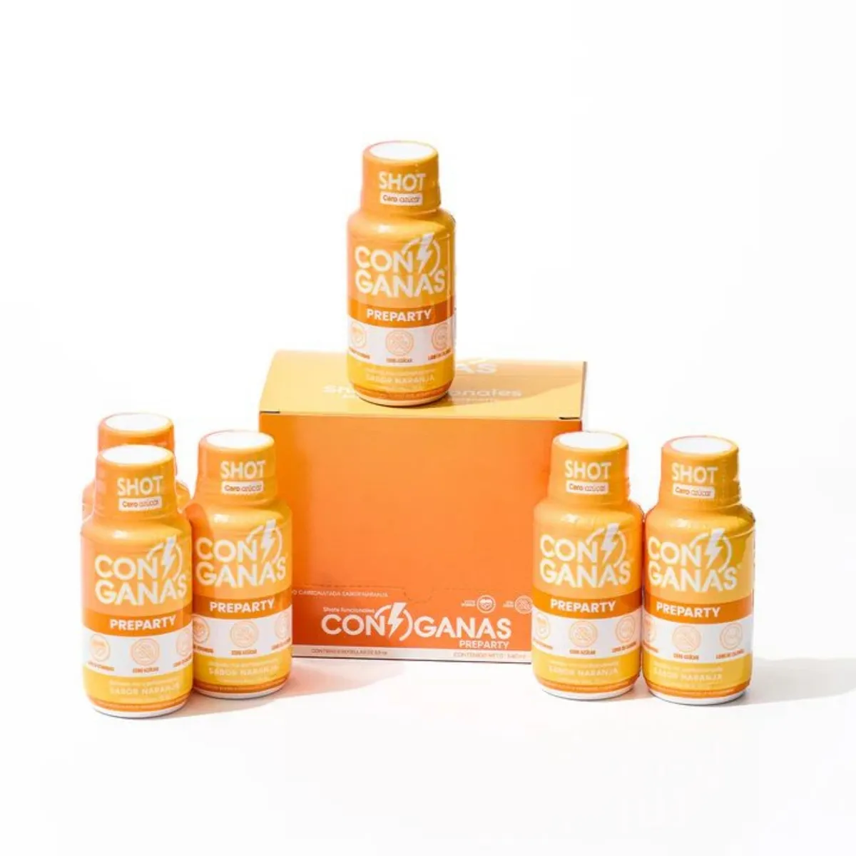 CON GANAS - Shot Preparty Naranja Con Ganas Sixpack Botella 90 mL