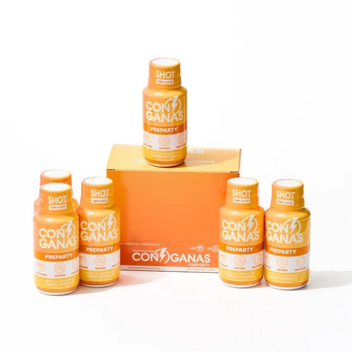 CON GANAS - Shot Preparty Naranja Con Ganas Sixpack Botella 90 mL