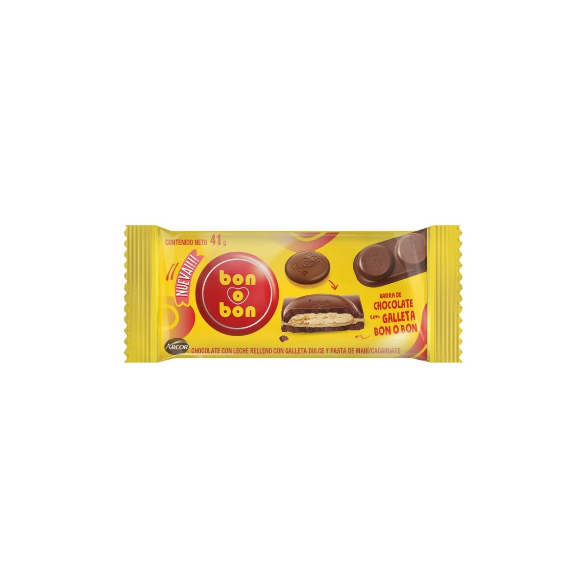 BON O BON - Tableta con Galleta Bon o Bon Empaque 41 g