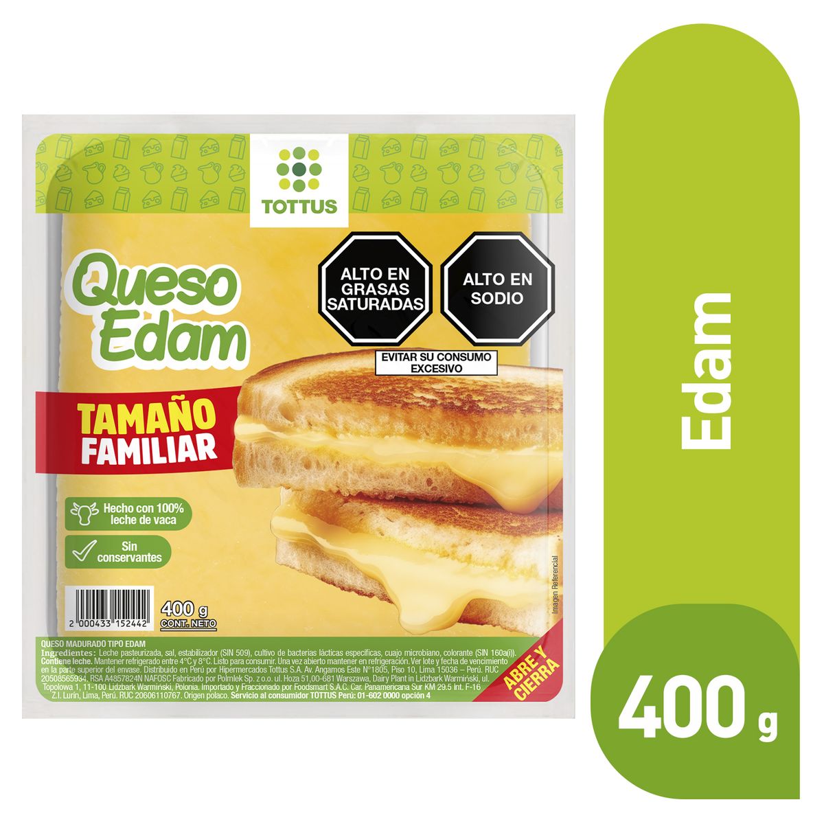 TOTTUS - Queso Edam Tottus Empaque 400 g