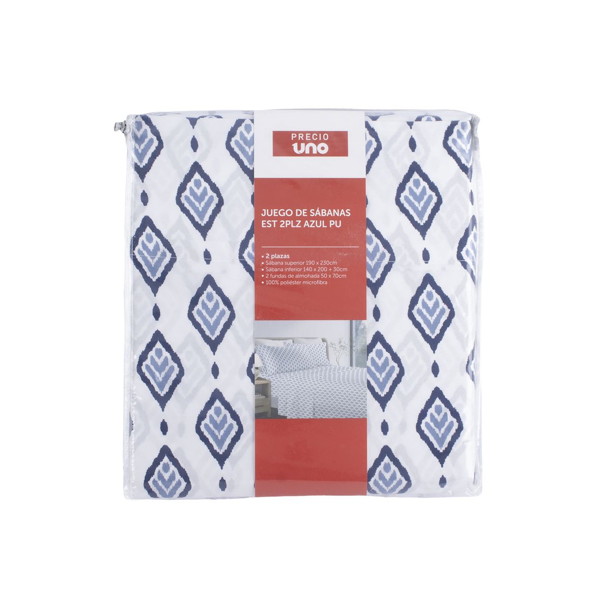 PRECIO UNO - Juego de Sábanas Est 2Plz Azul Pu