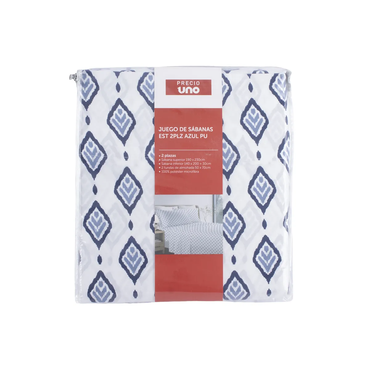 PRECIO UNO - Juego de Sábanas Est 2Plz Azul Pu