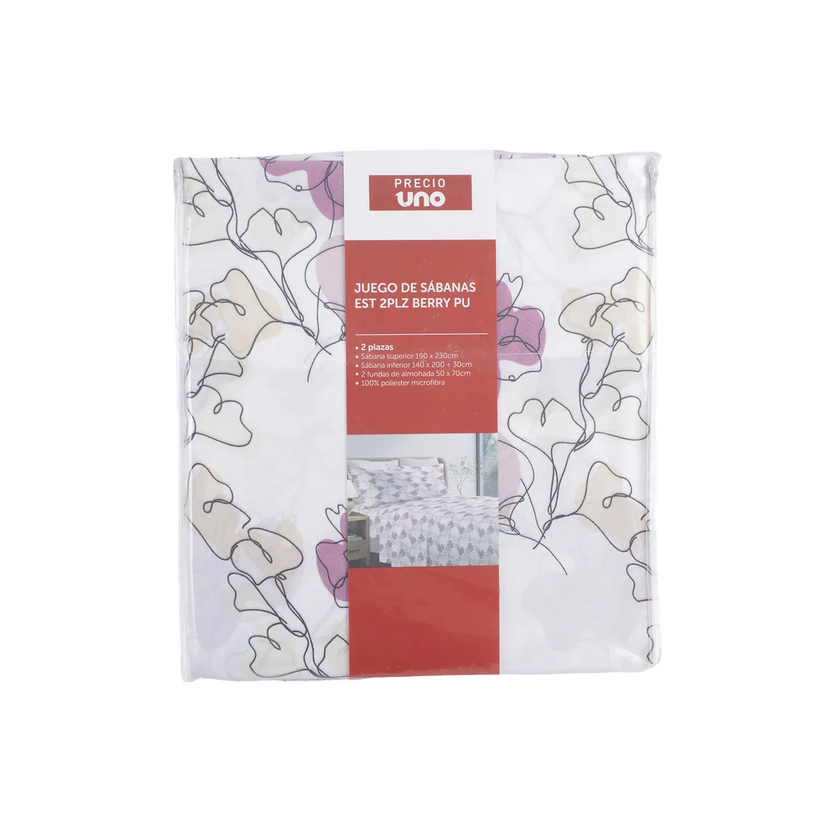 PRECIO UNO - Juego de Sábanas Est 2Plz Berry Pu