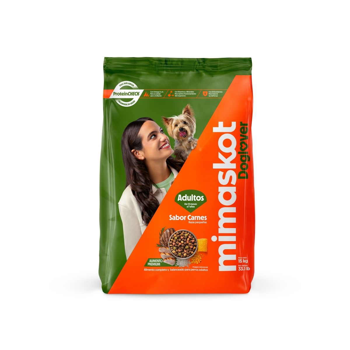 MIMASKOT - Alimento Seco Perros Adultos Pequeños MImaskot Carne Bolsa 15 Kg