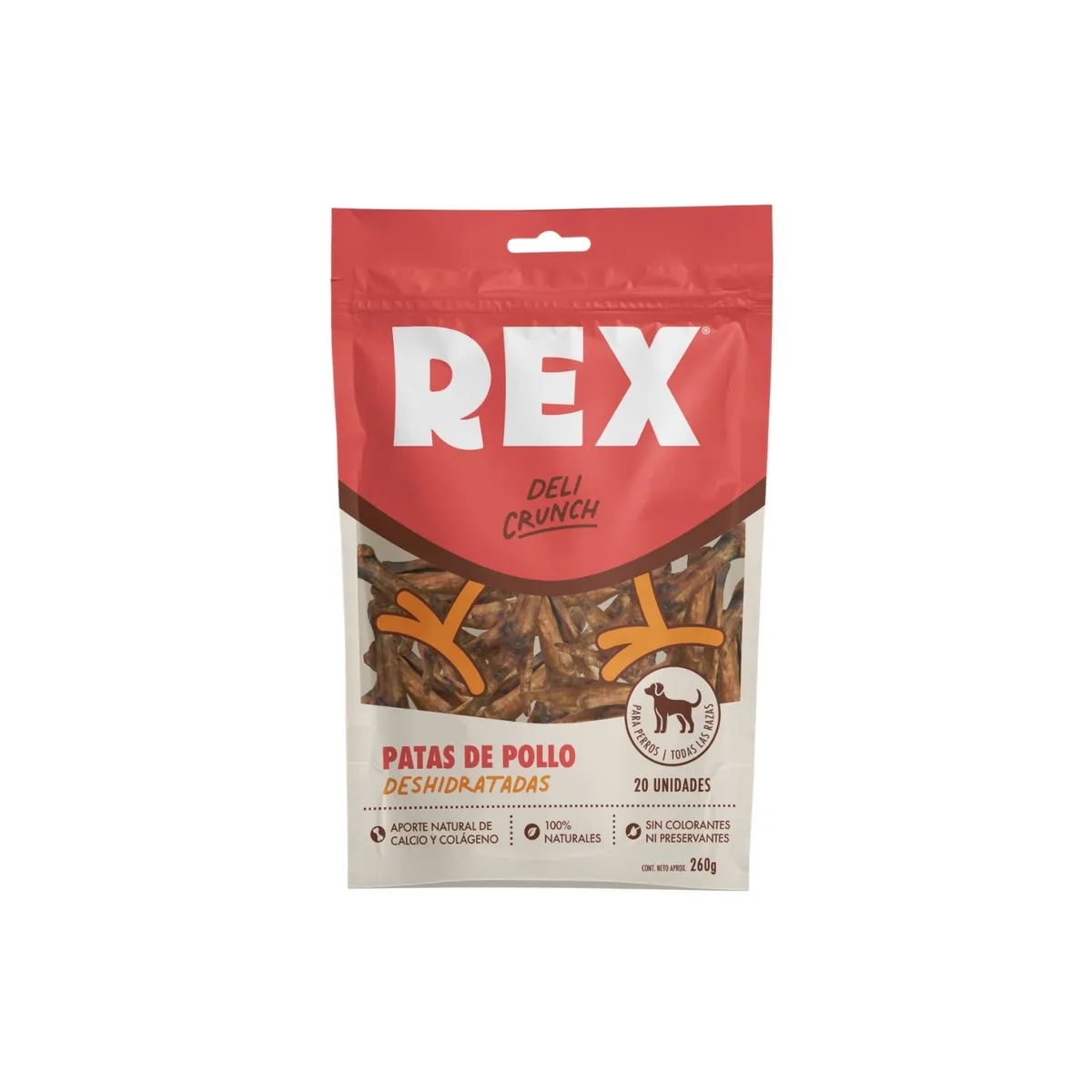 REX - Patas de Pollo Deshidratadas para Perro Rex Deli Crunch Bolsa 130 g