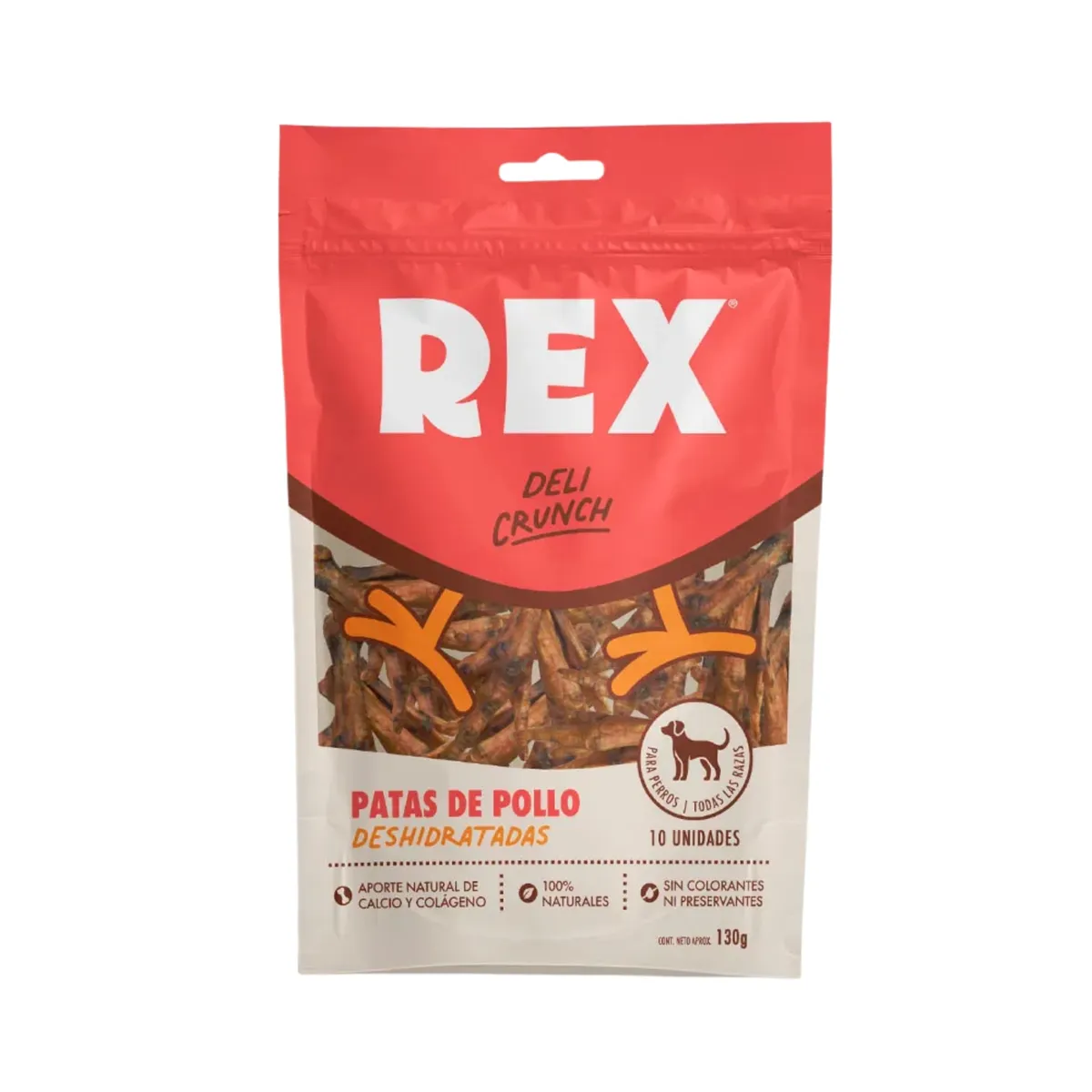 REX - Patas de Pollo Deshidratadas para Perro Rex Deli Crunch Bolsa 130 g