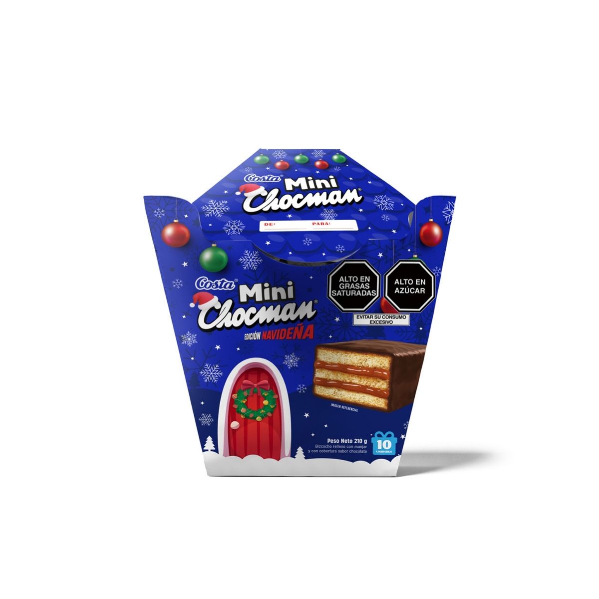 COSTA - Bizcocho Mini Chocman Casa Navideña Caja 210 g