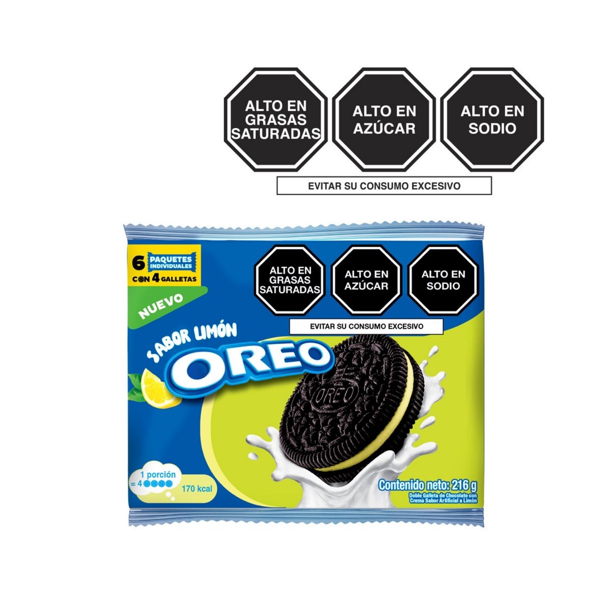 OREO - Galletas Oreo Choco Limón Sixpack 216 g
