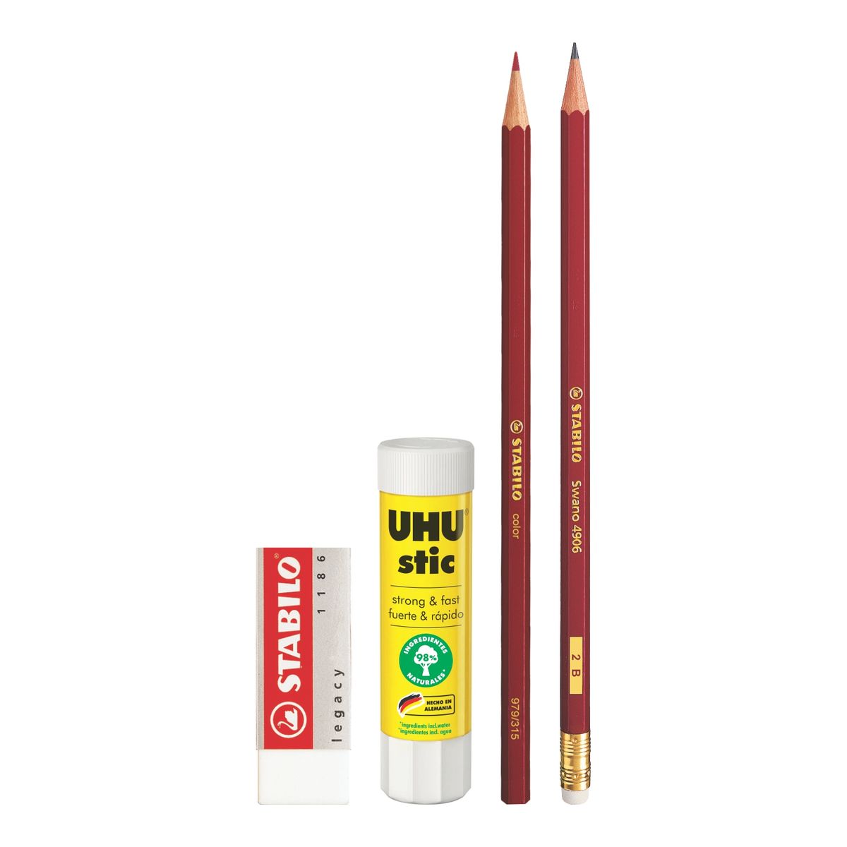 STABILO - Stabilo Pack Borrador + Lápiz + Lápiz Rojo + Stick 8 g