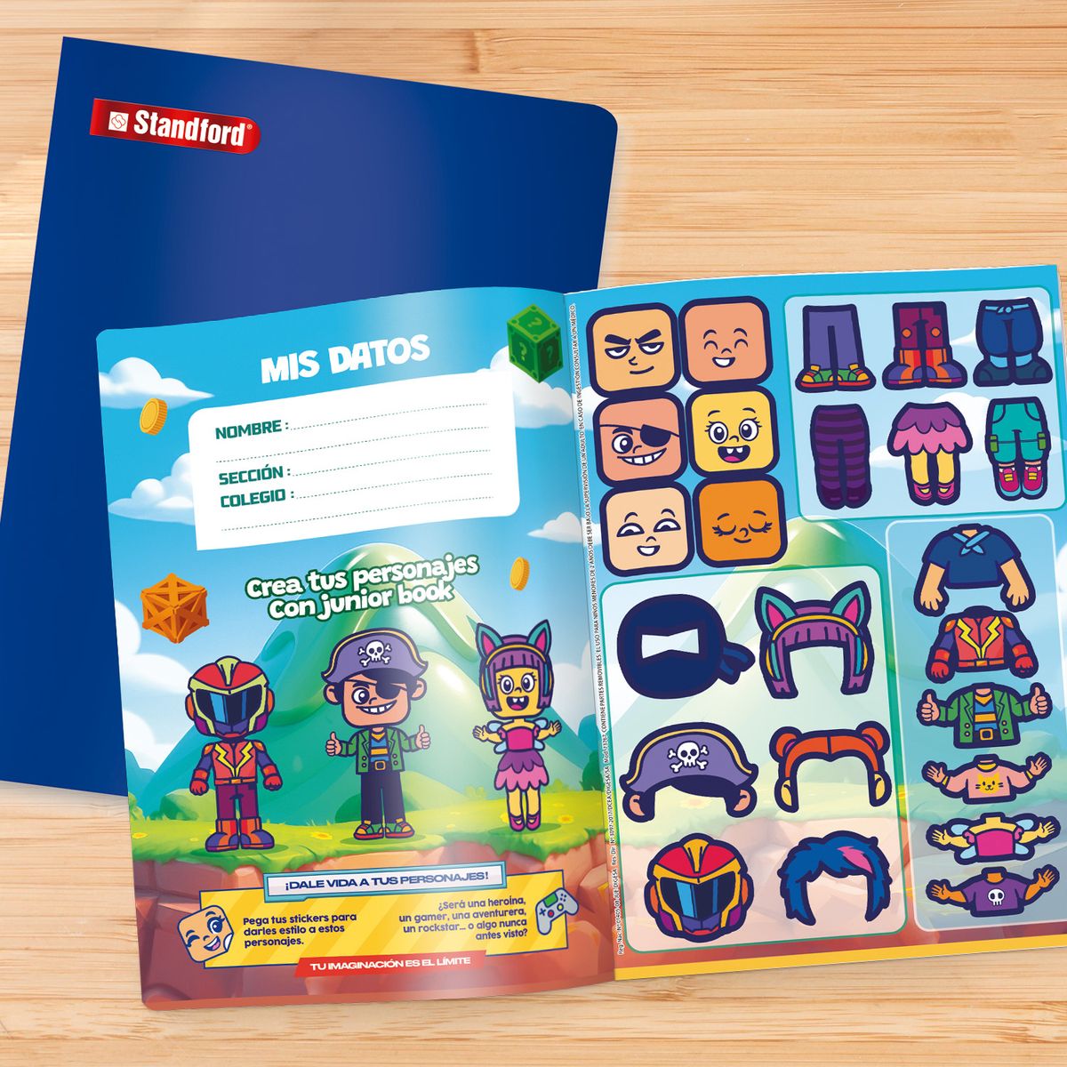 STANDFORD - Cuaderno Standford 80 Hojas Junior High School Triple Renglón Sombreado M R Gofrado