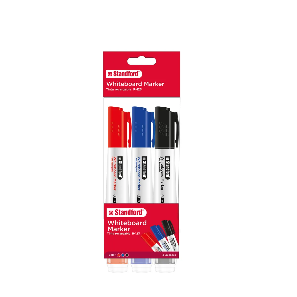 STANDFORD - Marcadores para Pizarra Standford Recargables 3 Und