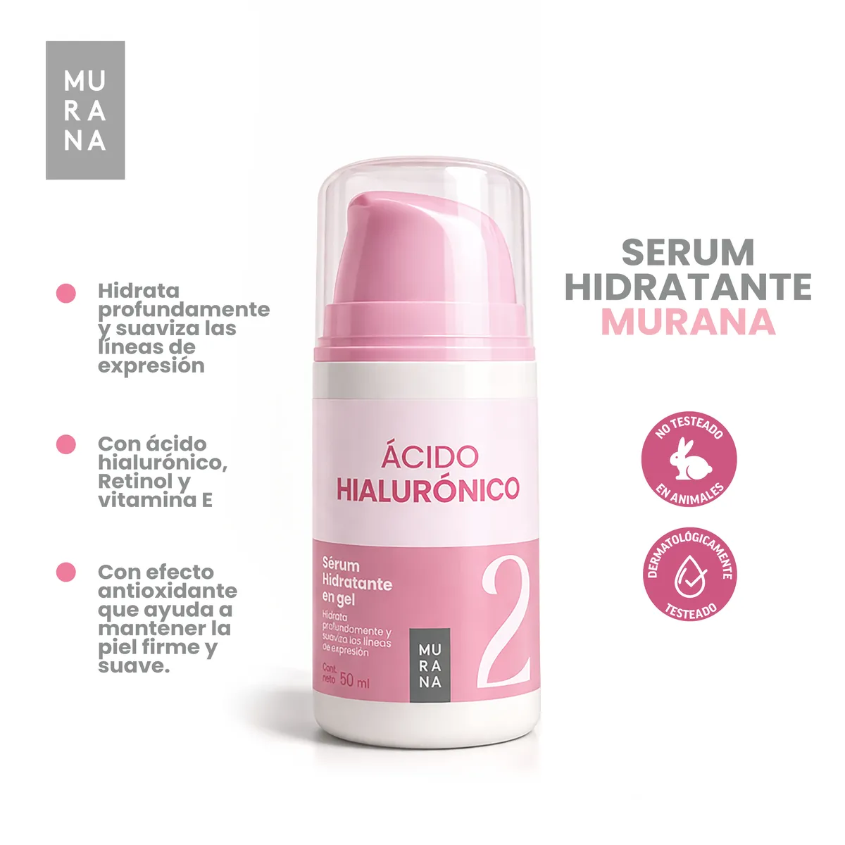 MURANA - Serum Hidratante Ácido Hialurónico Murana Envase 50 mL