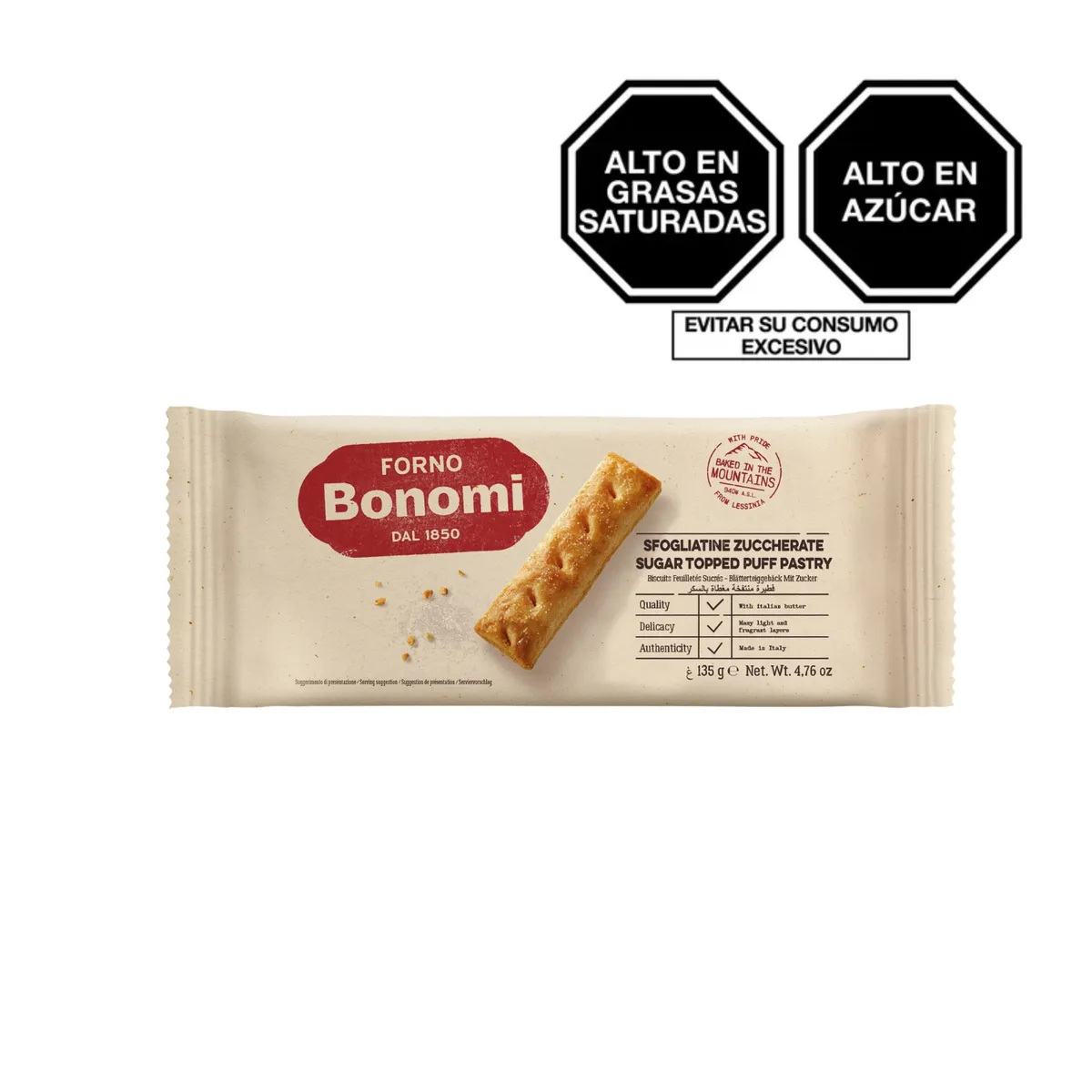 FORNO BONOMI - Sfogliatine Azucaradas Forno Bonomi Empaque 135 g