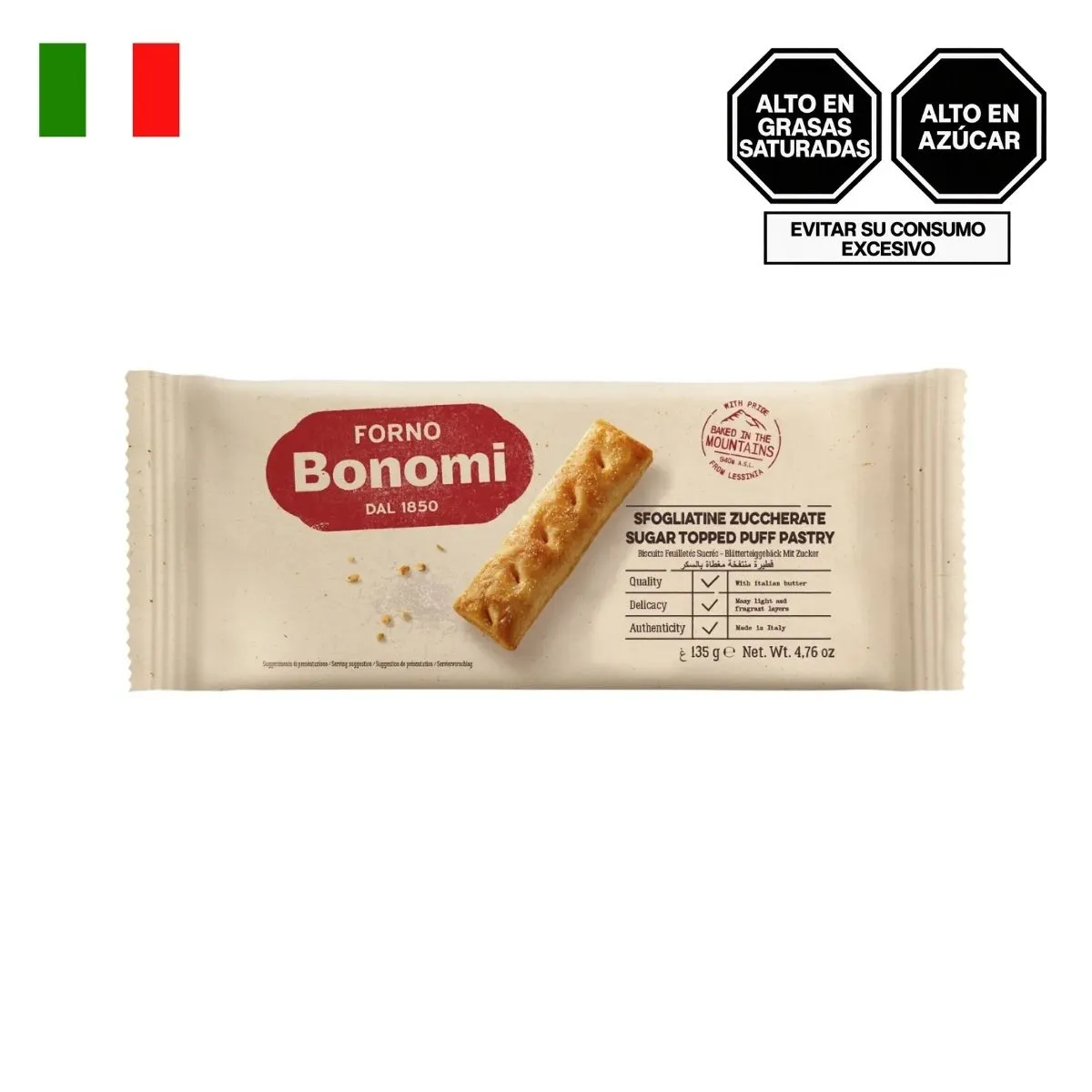 FORNO BONOMI - Sfogliatine Azucaradas Forno Bonomi Empaque 135 g