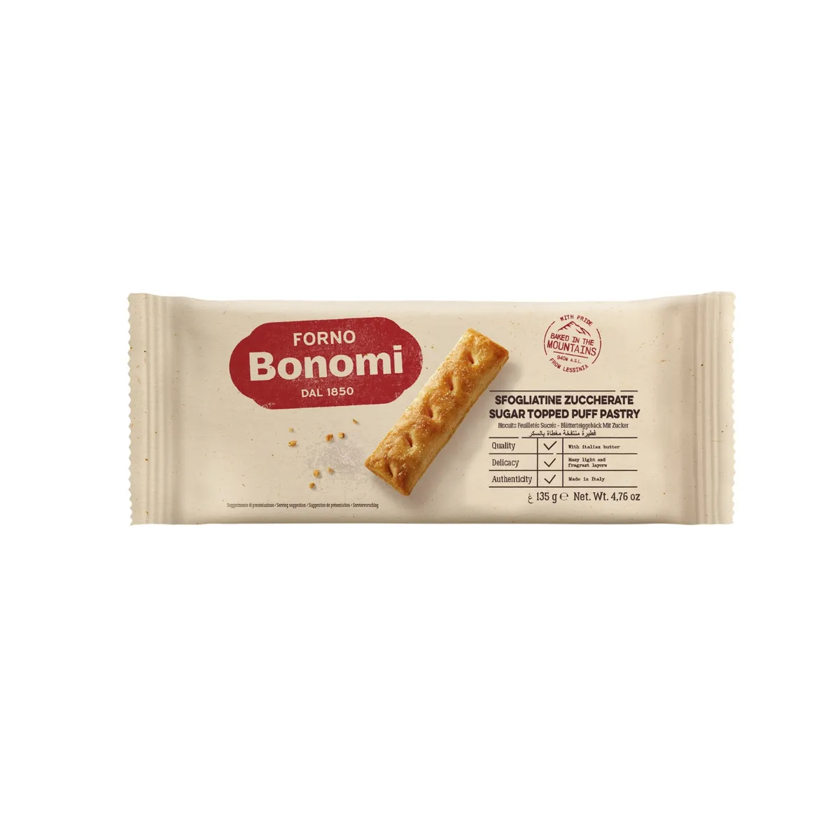 FORNO BONOMI - Sfogliatine Azucaradas Forno Bonomi Empaque 135 g