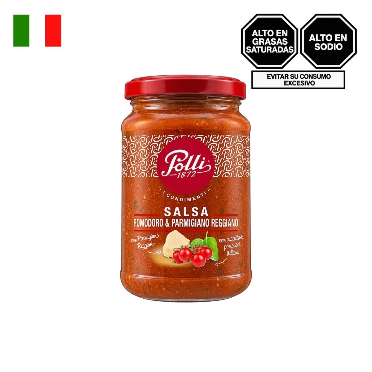 POLLI - Salsa de Tomate con Queso Parmesano Polli Pote 350 g