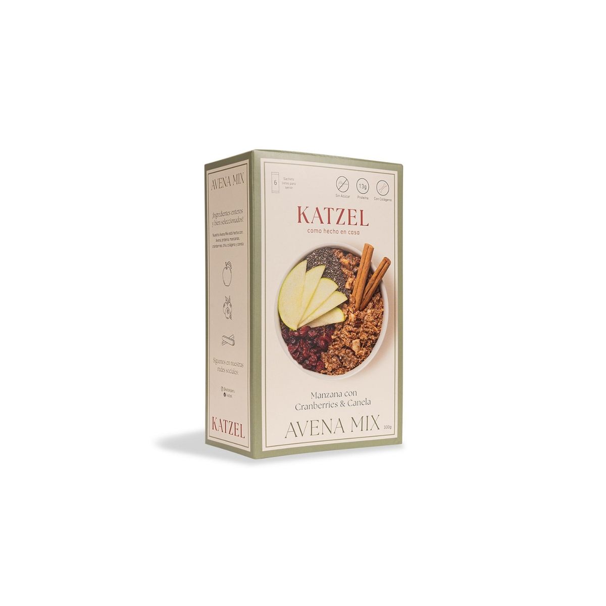 KATZEL - Avena Mix Katzel Manzana Cranberries y Canela Caja 330 g