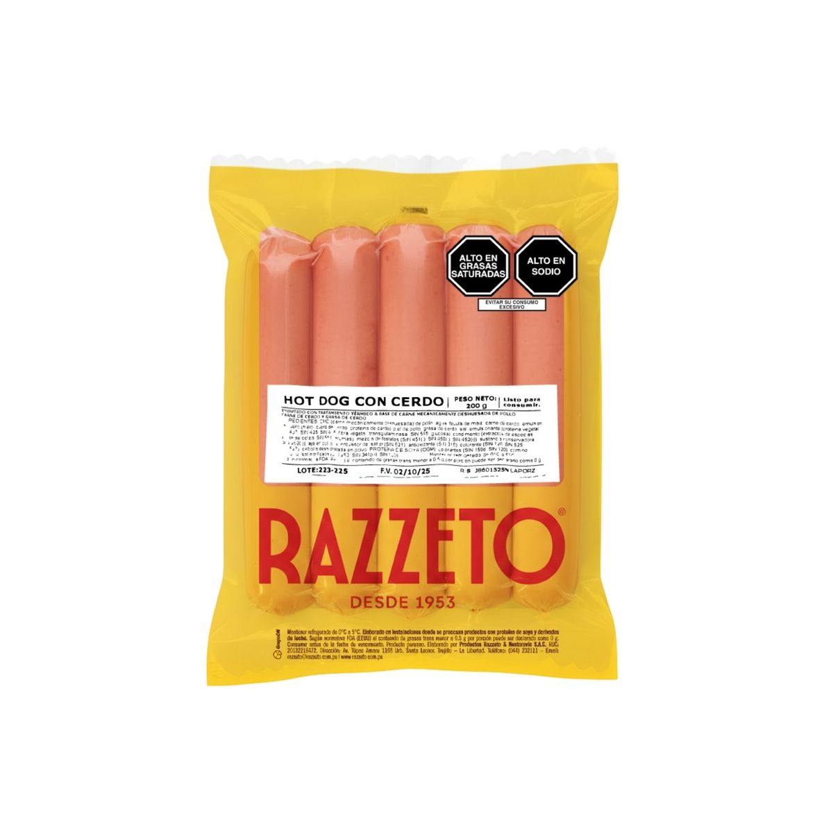 RAZZETO - Hot Dog de Cerdo Razzeto Empaque 200 g