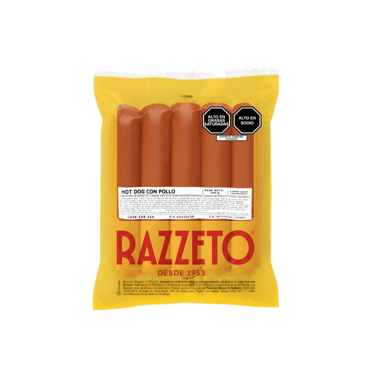 RAZZETO - Hot Dog de Pollo Razzeto Empaque 200 g