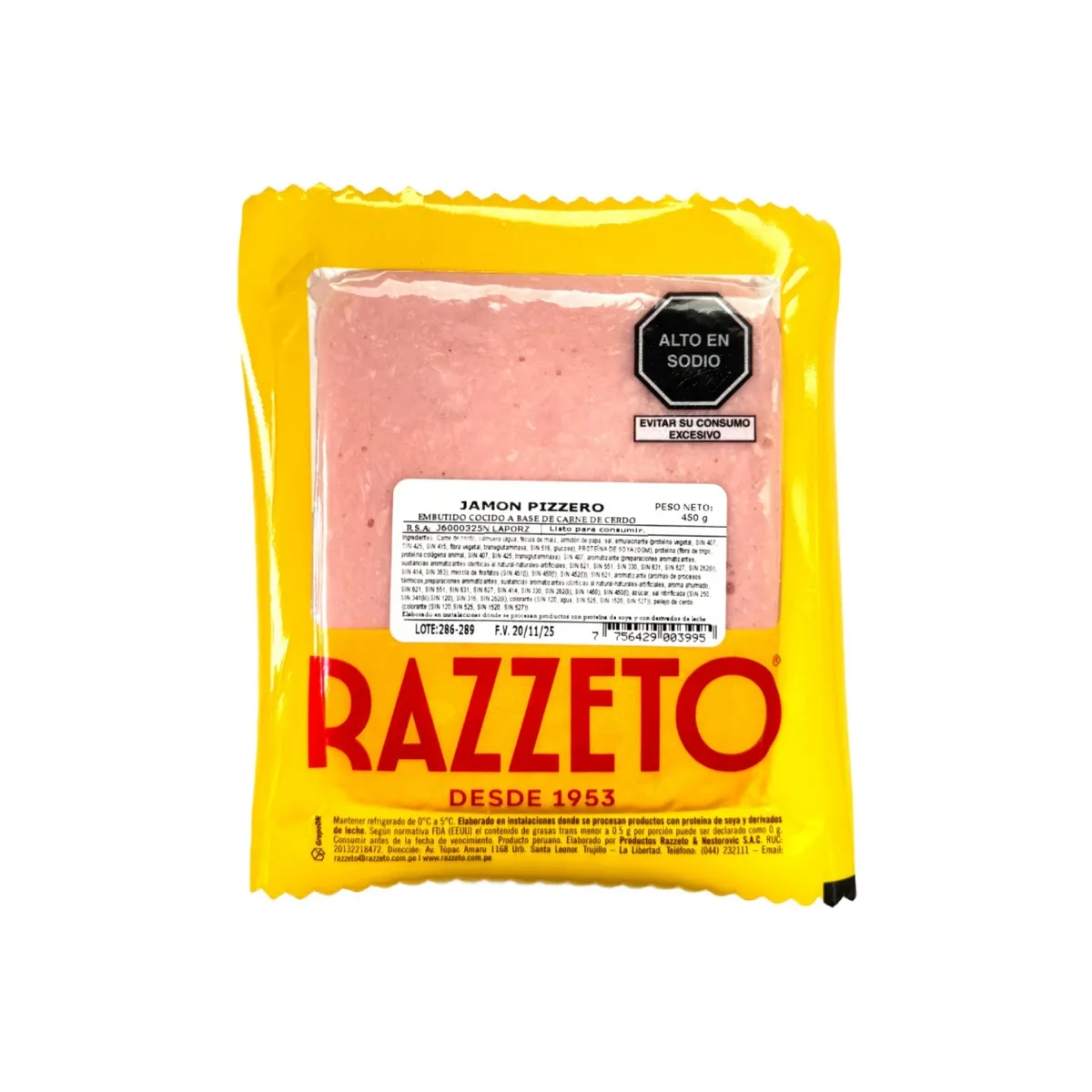 RAZZETO - Jamón Pizza Razzeto Empaque 450 g