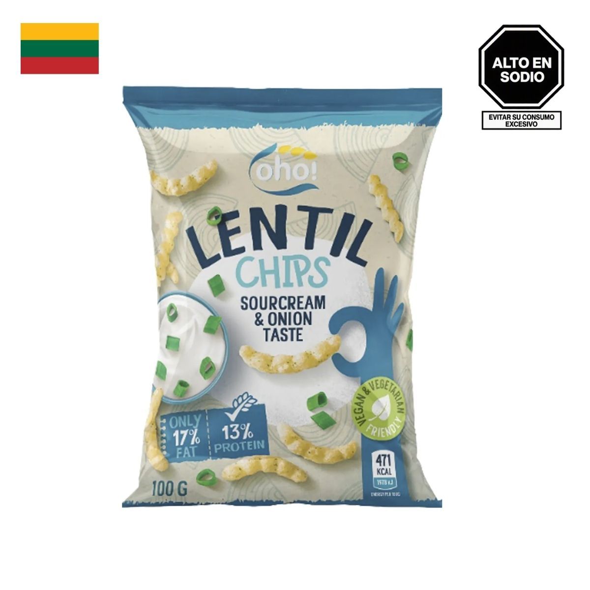 OHO - Chips de Lenteja Sabor Crema Agria Oho Bolsa 100 g