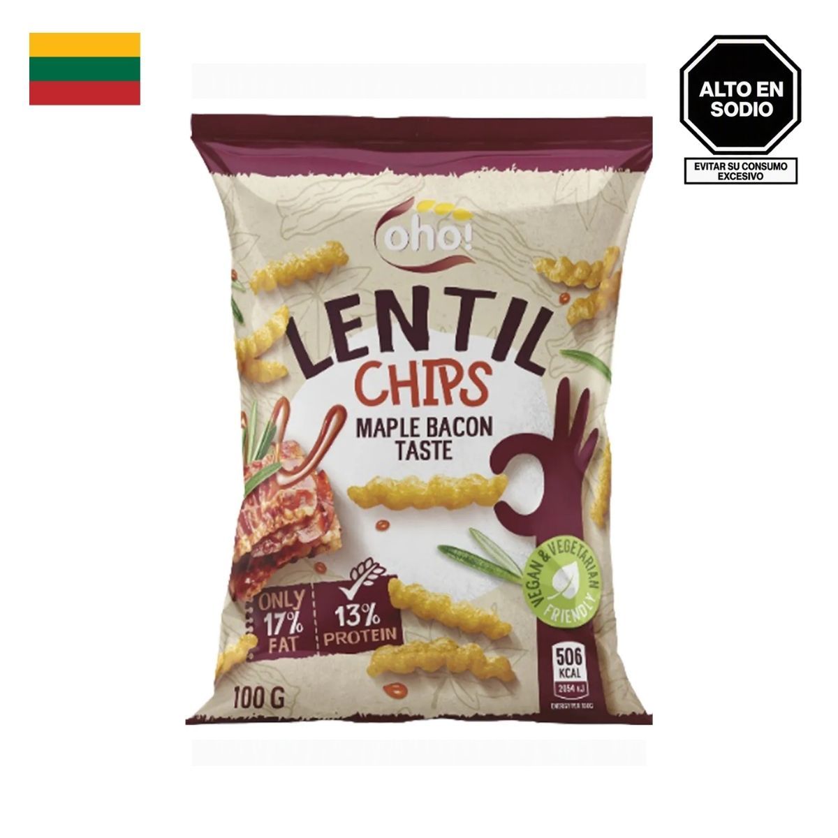 OHO - Chips de Lenteja con Tocino Oho Bolsa 100 g