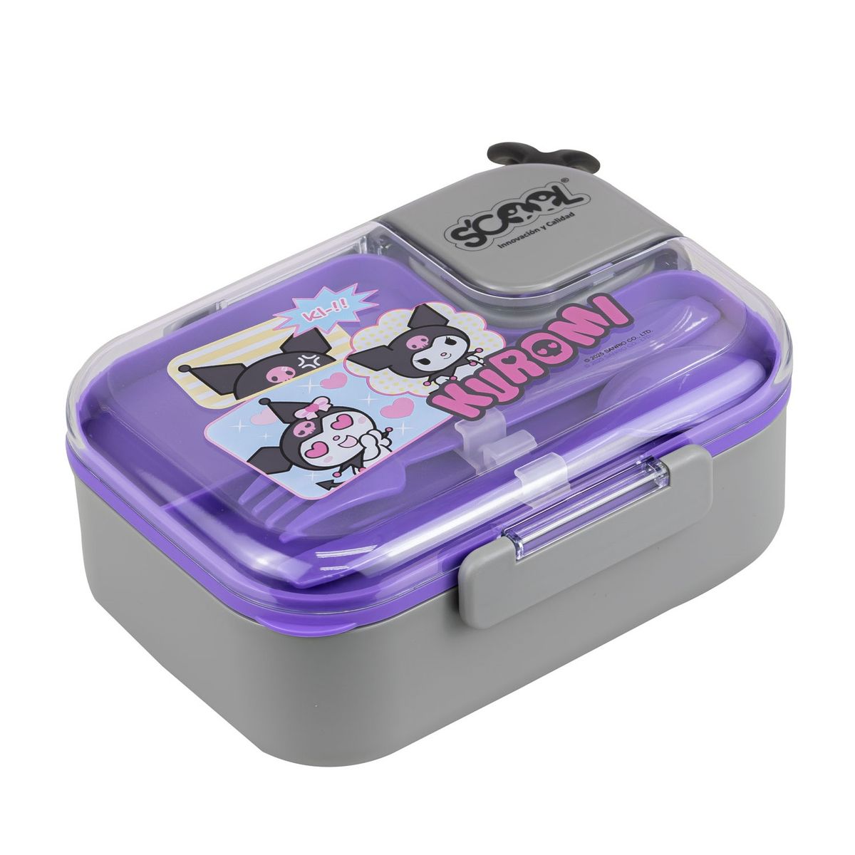 SCOOL - Taper con División y Cubiertos Scool Acero Kuromi 1L