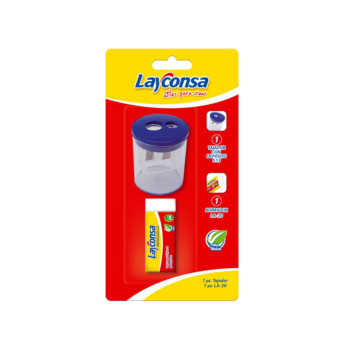 LAYCONSA - Borrador + Tajador Doble con Depósito 513 Layconsa