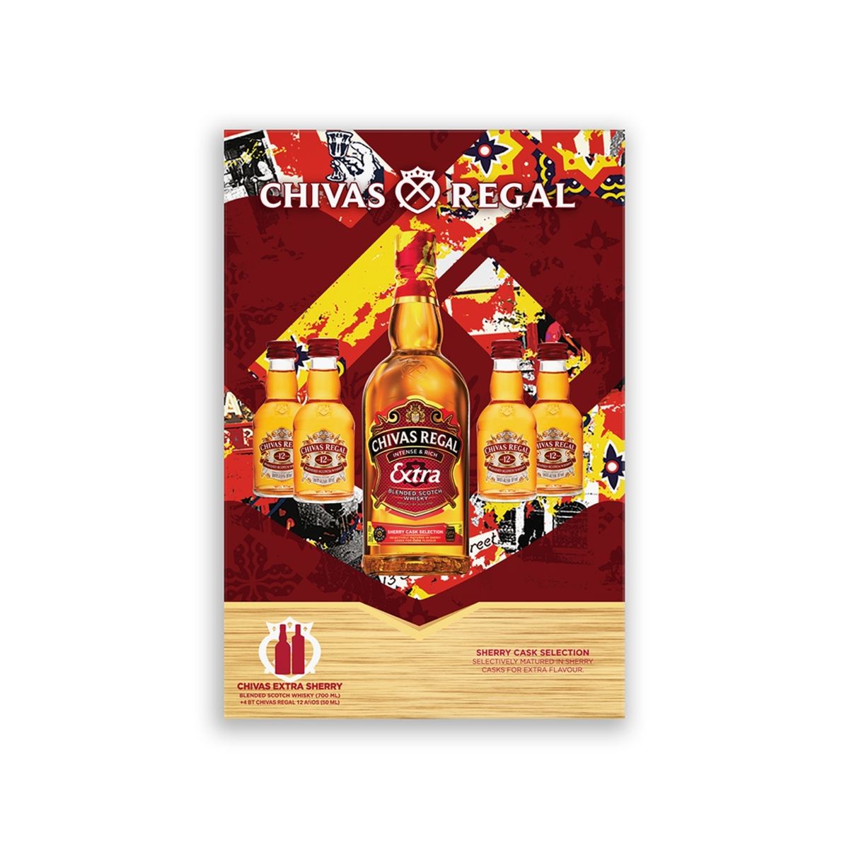 CHIVAS REGAL - Whisky Chivas Regal 13 Botella 700 mL + 4 Botellas 50 mL