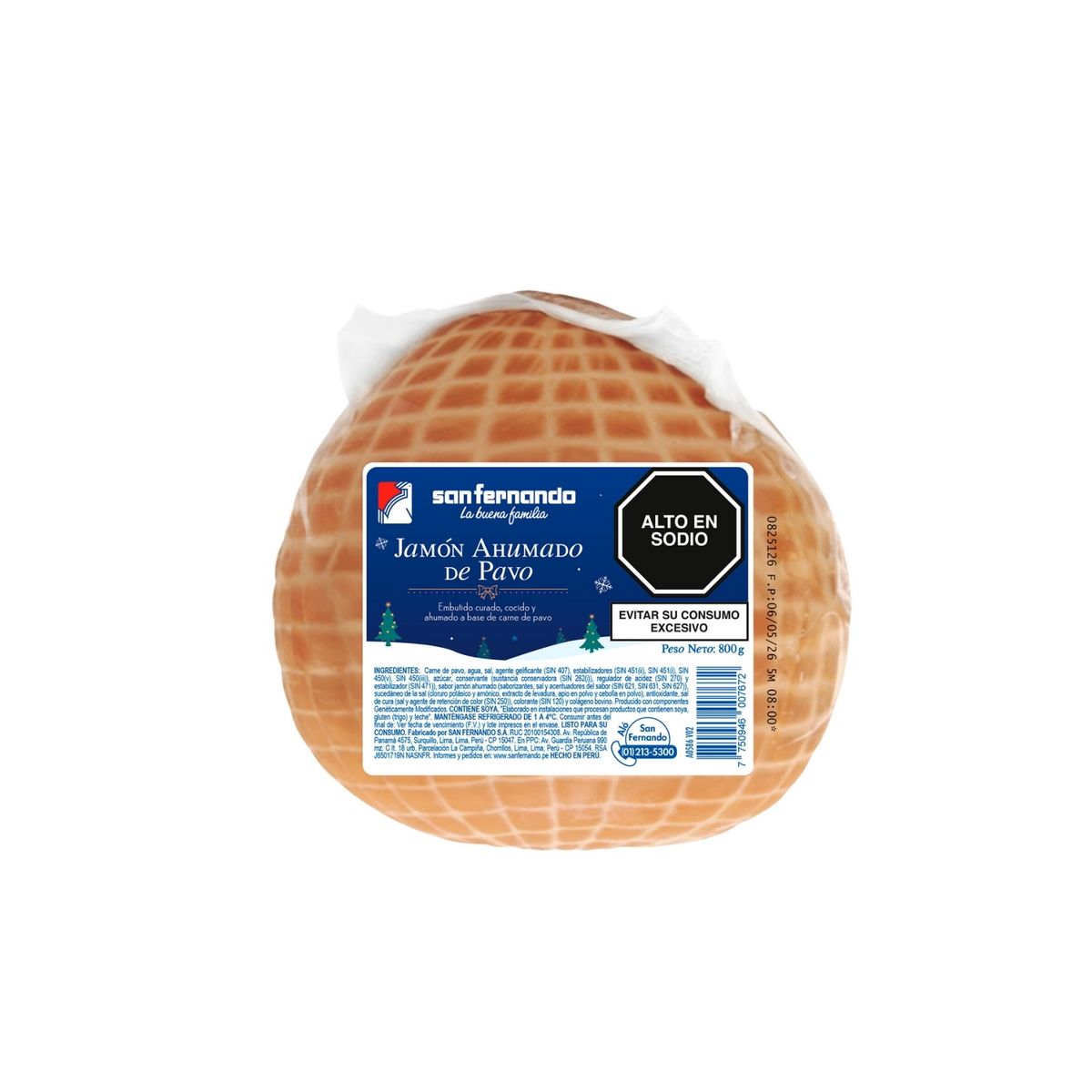 SAN FERNANDO - Jamón de Pavo Ahumado San Fernando Empaque 800 g + Salsa 200 g
