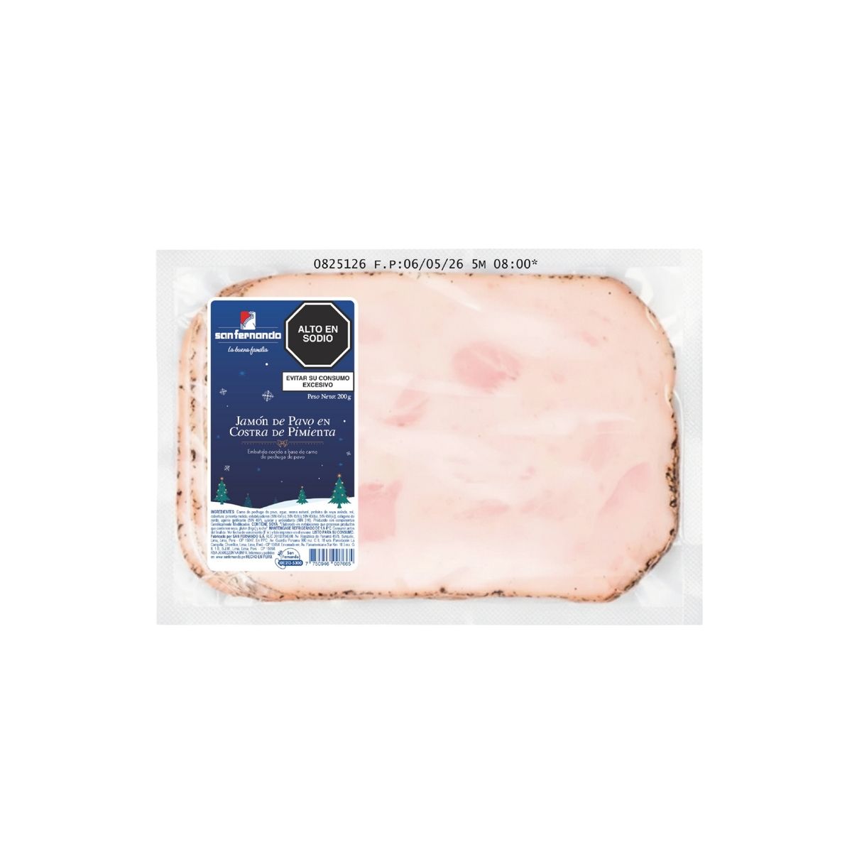 SAN FERNANDO - Jamón de Pavo en Costra de Pimienta San Fernando Empaque 200 g