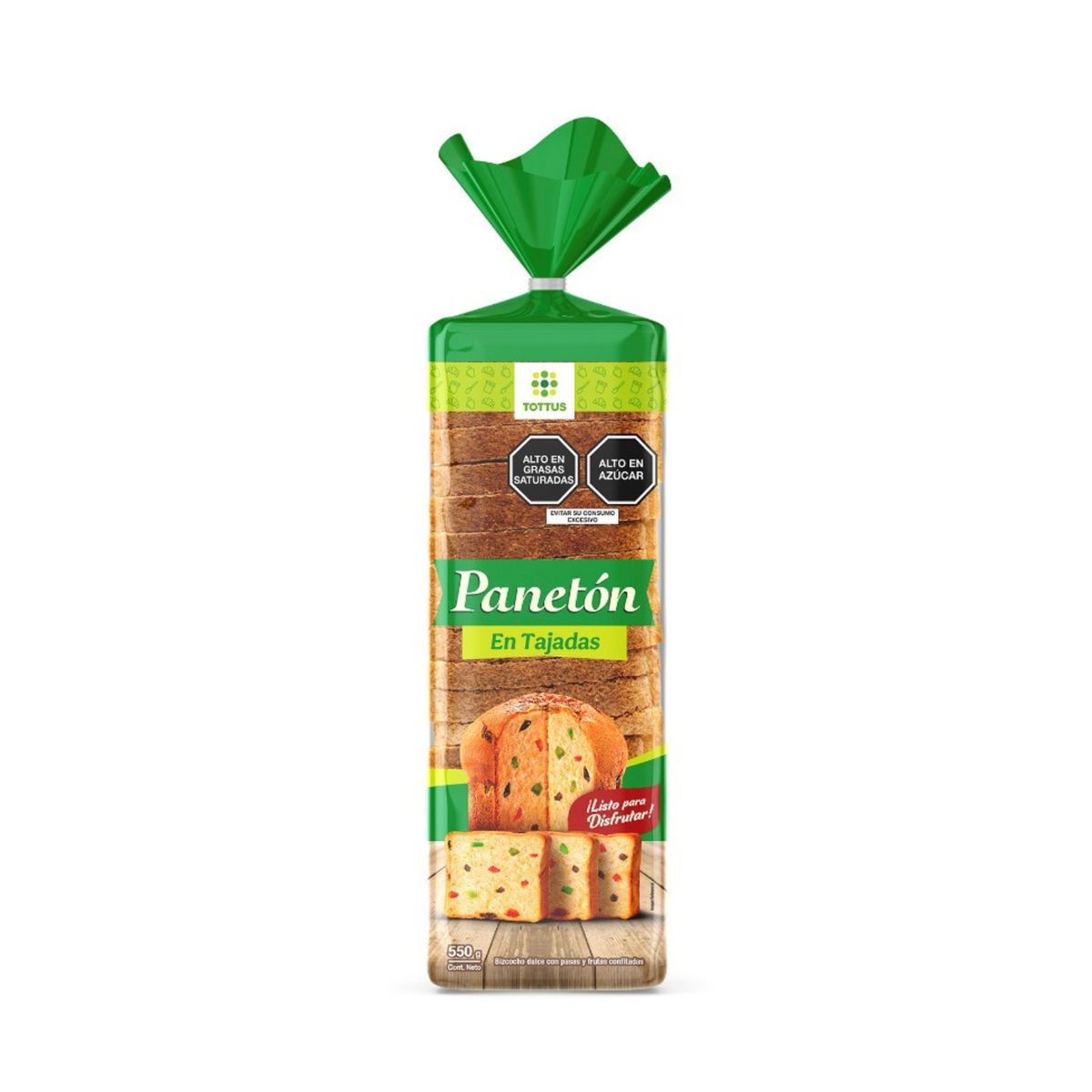 TOTTUS - Panetón en Tajadas Tottus Bolsa 550 g