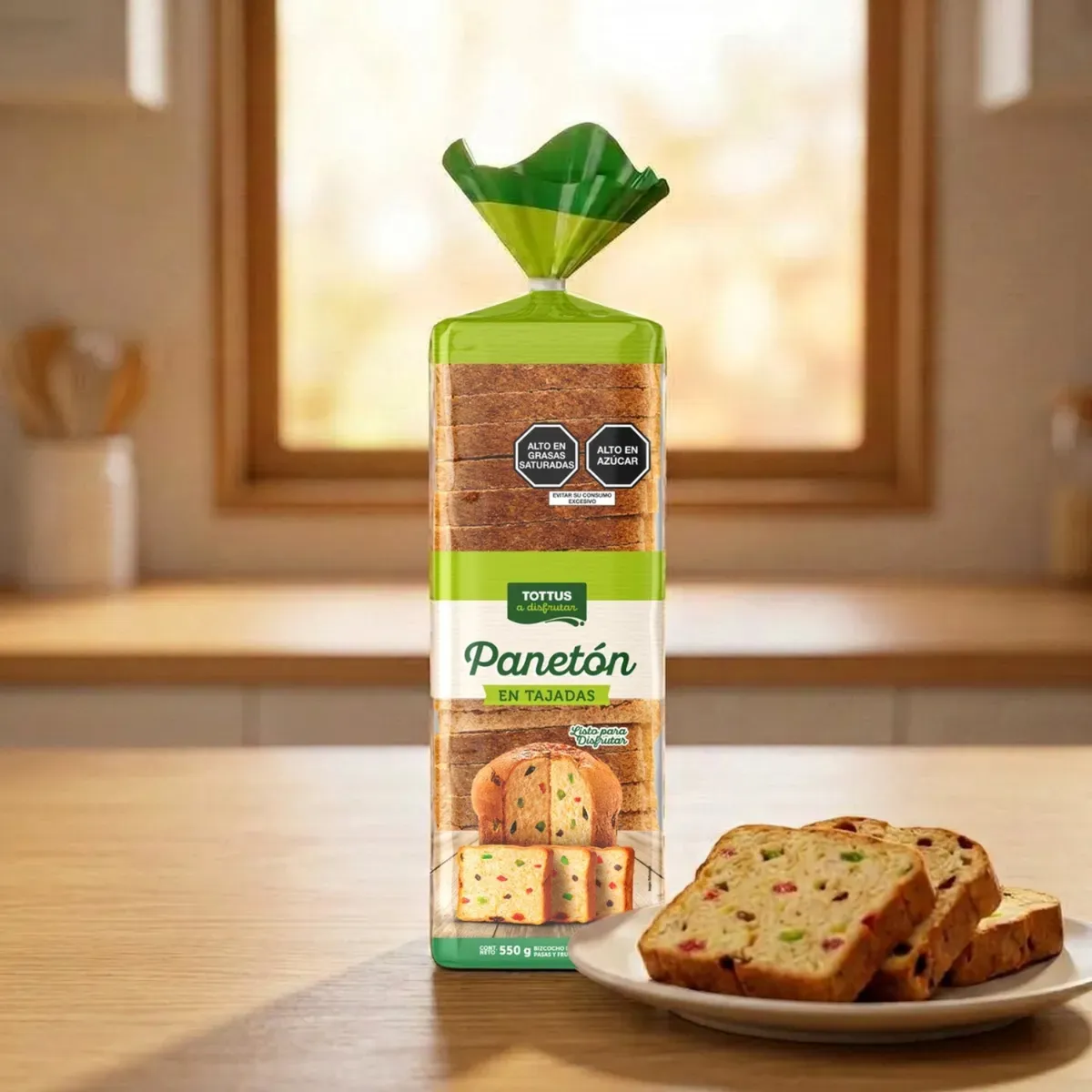 TOTTUS - Panetón en Tajadas Tottus Bolsa 550 g