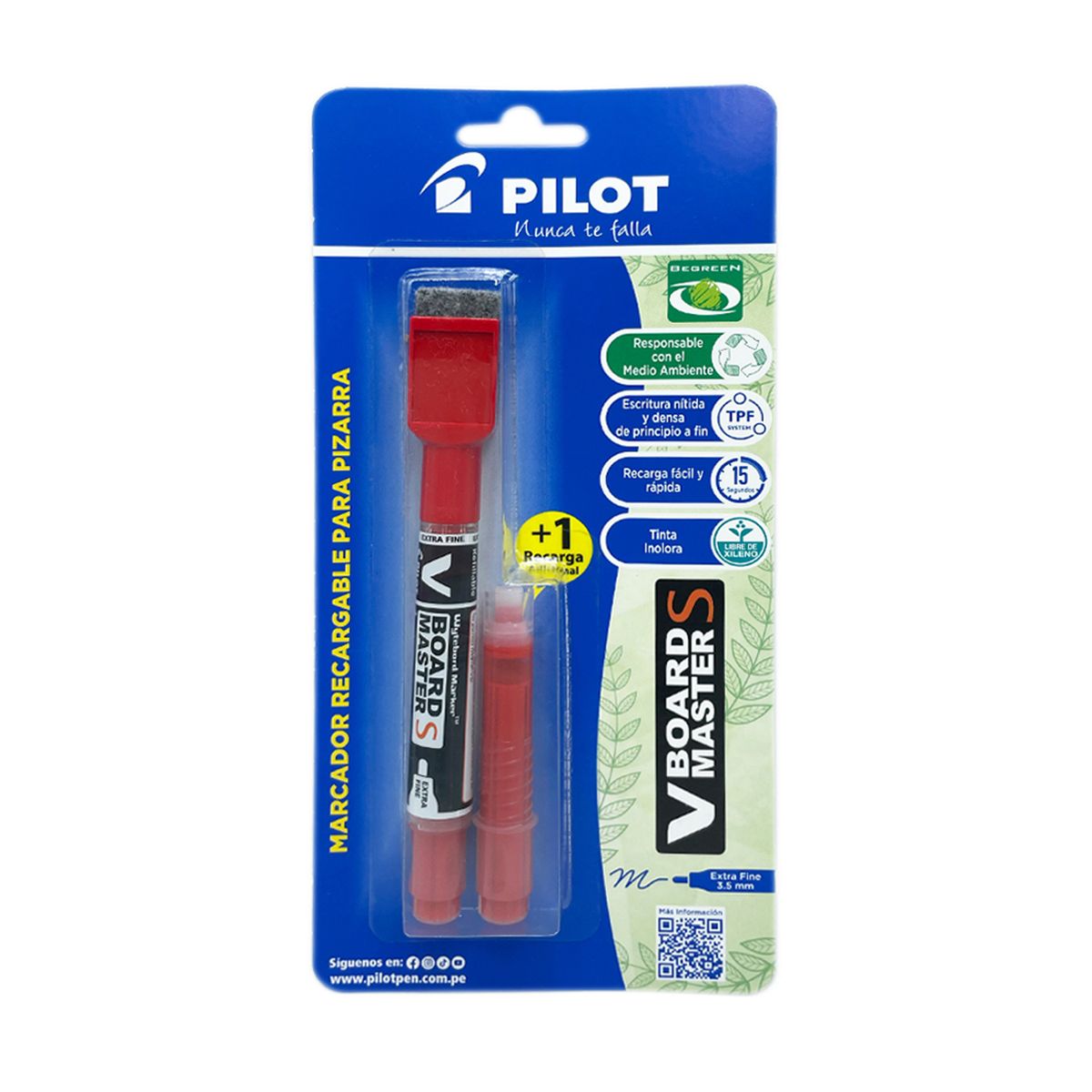  - Marcador para Pizarra Pilot V-Board Master Rojo + Borrador