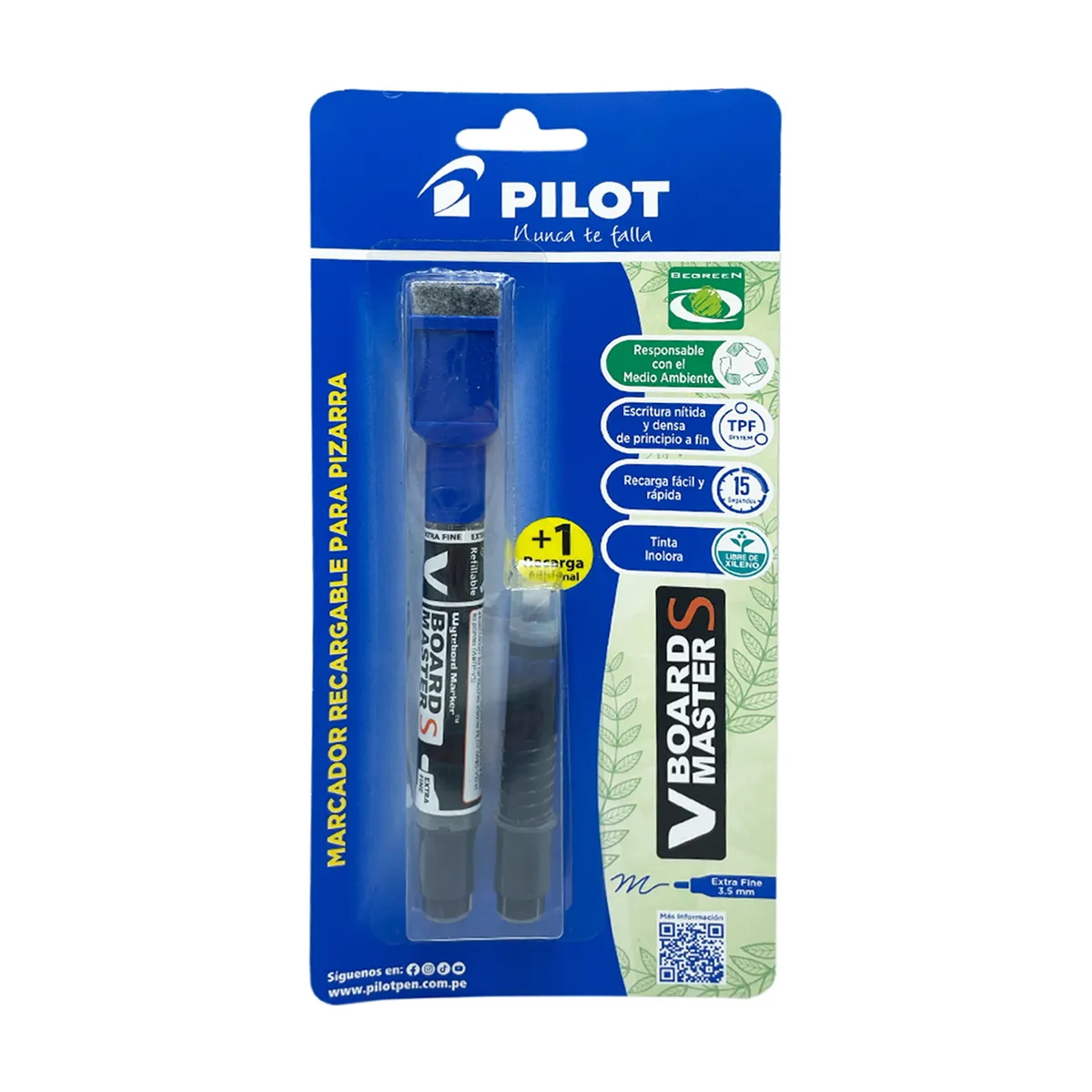  - Marcador para Pizarra Pilot V-Board Master Azul + Borrador