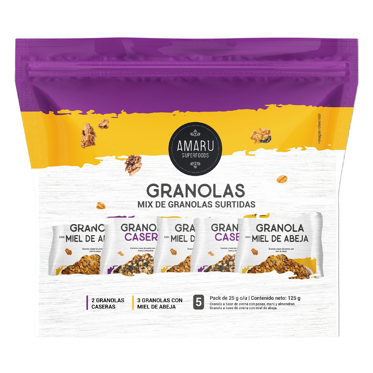 AMARU SUPERFOODS - Granolas Surtidas Amaru Superfoods Doypack 5 Und