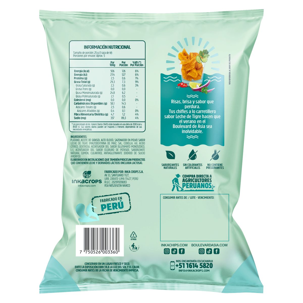 INKA CHIPS - Chifle Inka Chips Leche de Tigre Bolsa 130 g
