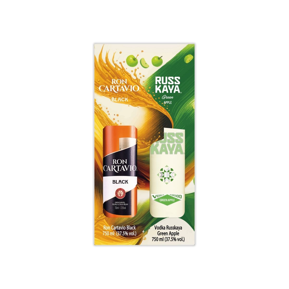 RUSSKAYA - Pack Vodka Russkaya Green 750 mL + Ron Cartavio Black 750 mL