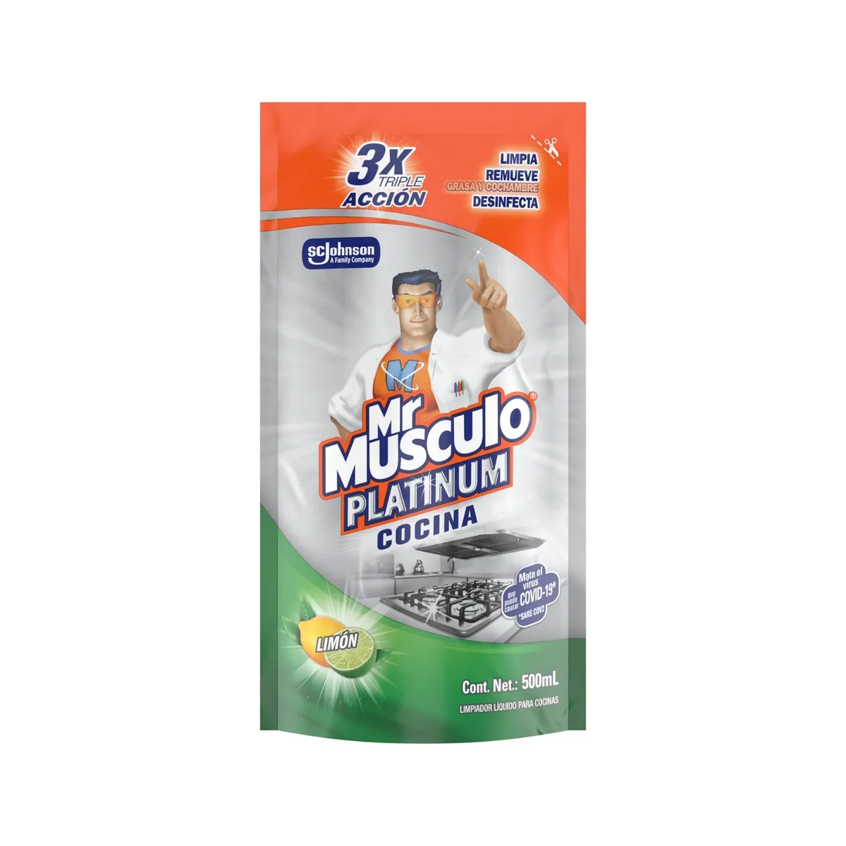 MR MUSCULO - Limpiador Mr Músculo Platinum Limón Doypack 500 mL